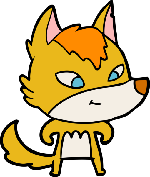 Bir insan tarafından çizilmiş tilki çizgi film karakteri