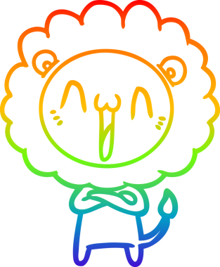 gökkuşağı gradyanı çizimi bir insan tarafından çizilmiş mutlu bir karikatür aslanı