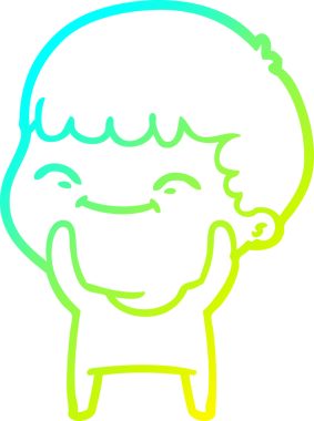 Bir çizgi film karakteri çizen soğuk çizgi bir insan tarafından çizilmiş mutlu çocuk.