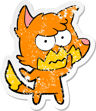 Bir insan tarafından çizilmiş, sıkıntılı bir çizgi film çıkartması.