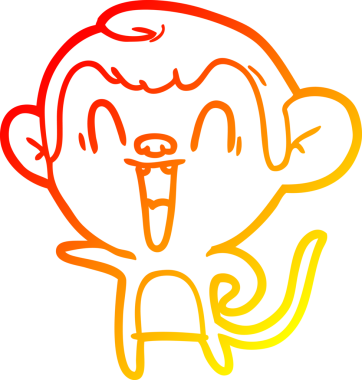 Bir insan tarafından çizilmiş gülen maymun çizgi çizimi.