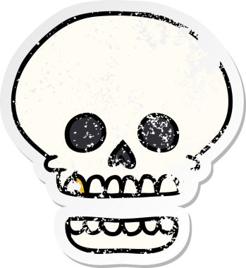 Bir insan tarafından çizilmiş bir kafatası karalaması.