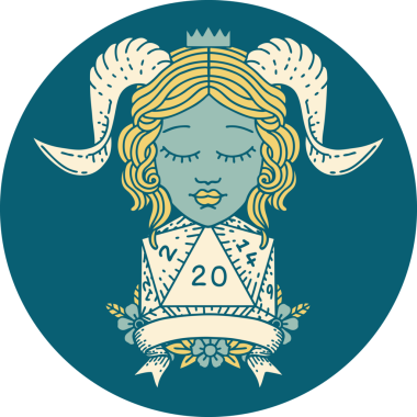 Retro Dövme Biçimi Bir insan tarafından çizilmiş doğal 20 D20 rulo ile sıralanır