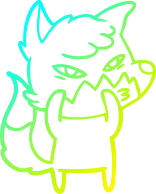 Bir insan tarafından çizilmiş akıllı bir tilkinin soğuk çizgi çizimi.