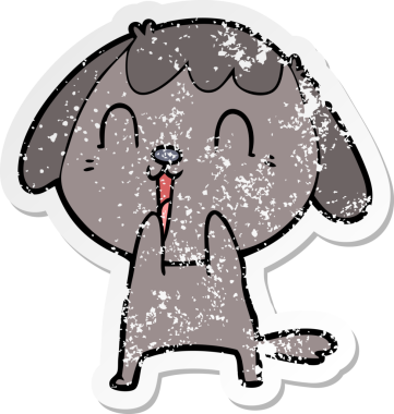 Bir insan tarafından çizilmiş şirin bir köpeğin sıkıntılı çıkartması.