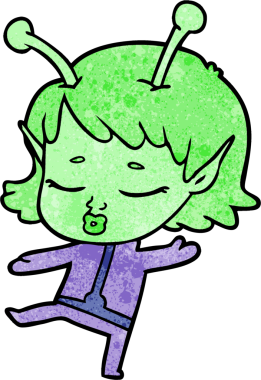 Bir insan tarafından çizilmiş uzaylı kız.