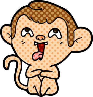 Bir insan tarafından çizilmiş çılgın çizgi film maymunu