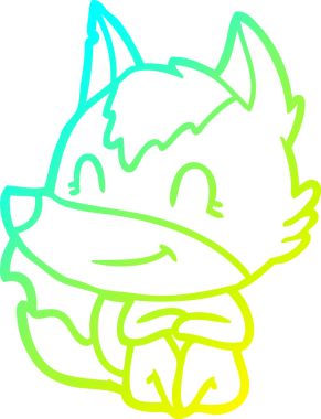 Bir insan tarafından çizilmiş dost canlısı bir kurt çizgi çizimi.