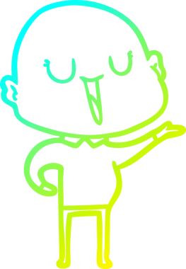 Bir insan tarafından çizilmiş, mutlu, kel bir adamın çizdiği soğuk çizgi.