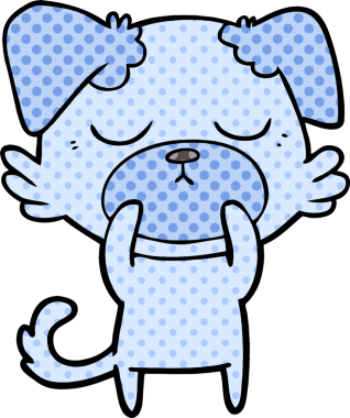 Bir insan tarafından çizilmiş şirin bir çizgi film köpeği.