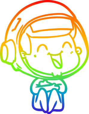 gökkuşağı gradyan çizimi mutlu bir çizgi astronot çizimi bir insan tarafından çizildi