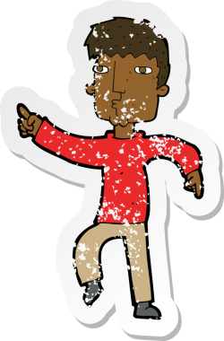 Bir insan tarafından çizilmiş bir karikatür dansçısının gerilimli çıkartması.