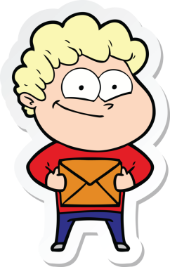 Bir insan tarafından çizilmiş mutlu bir adamın çıkartması.