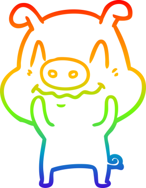 gökkuşağı gradyan çizimi bir insan tarafından çizilmiş sinir çizgi domuz