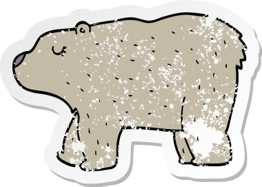 Bir insan tarafından çizilmiş karikatür ayısının sıkıntılı çıkartması.