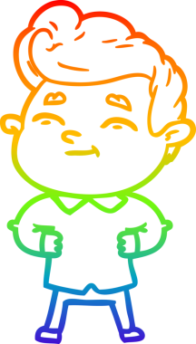 gökkuşağı gradyanı çizimi bir insan tarafından çizilmiş mutlu bir çizgi film adamı