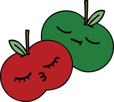 Bir insan tarafından çizilmiş tatlı bir elma karikatürü.