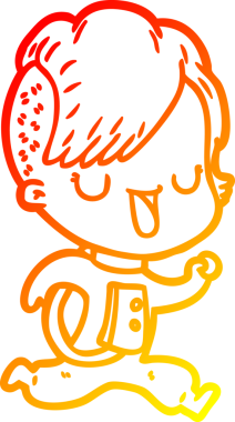 Bir insan tarafından çizilmiş hippi saçlı bir astronot kız çizimi.