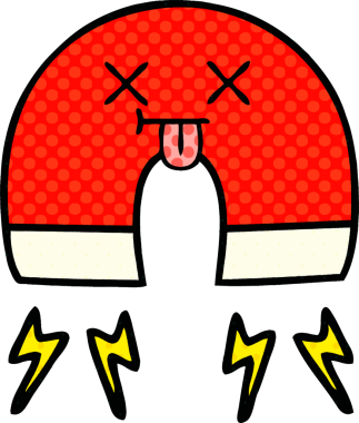 bir insan tarafından çizilmiş bir mıknatısın çizgi roman tarzı