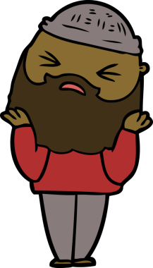 Bir insan tarafından çizilmiş sakallı bir çizgi film adamı.