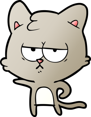 Bir insan tarafından çizilmiş sıkıcı çizgi film kedisi.