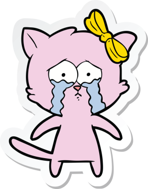 Bir insan tarafından çizilmiş çizgi film kedisinin çıkartması.