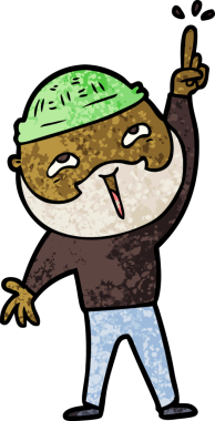 Bir insan tarafından çizilmiş mutlu sakallı bir adam.