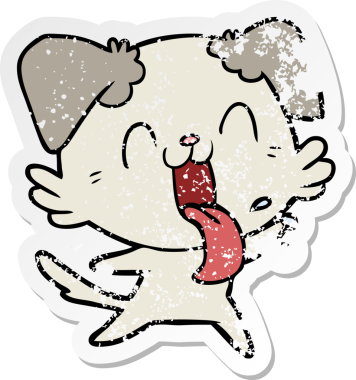 Bir insan tarafından çizilmiş, nefes nefese kalmış bir köpeğin sıkıntılı çıkartması.