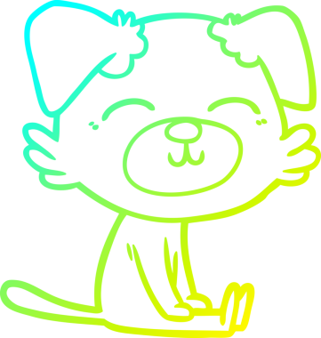 Bir insan tarafından çizilen çizgi film köpeğinin soğuk gradyan çizgisi.