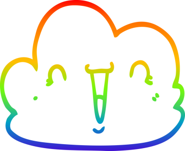 gökkuşağı gradyan çizgi çizimi bir insan tarafından çizilmiş mutlu bulut