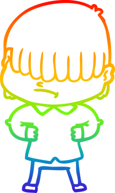 Bir insan tarafından çizilmiş dağınık saçlı bir çizgi film çocuğunun çizimi.