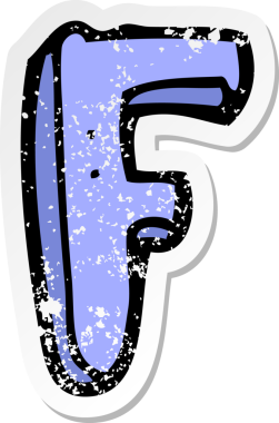 Bir insan tarafından çizilmiş F harfinin gerilimli yapıştırması.