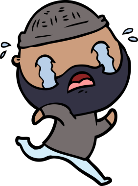 Çizgi film sakallı adam bir insan tarafından çizilmiş ağlıyor.