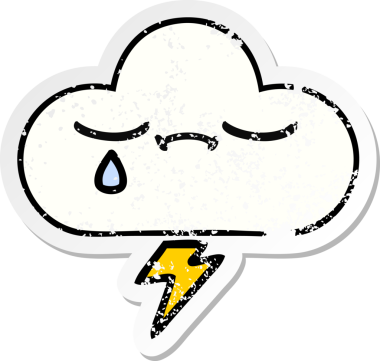 Bir insan tarafından çizilmiş tatlı bir gökgürültüsü bulutunun sıkıntılı çıkartması.