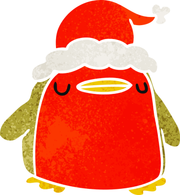 Bir insan tarafından çizilmiş Kawaii Robin 'in eski bir karikatürü.