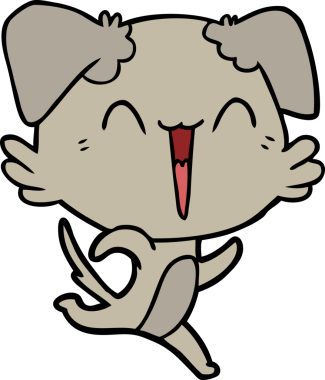 Bir insan tarafından çizilmiş küçük mutlu köpek çizgi filmi.