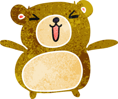 Eski çizgi film illüstrasyonu Kawaii bir insan tarafından çizilmiş sevimli oyuncak ayı.