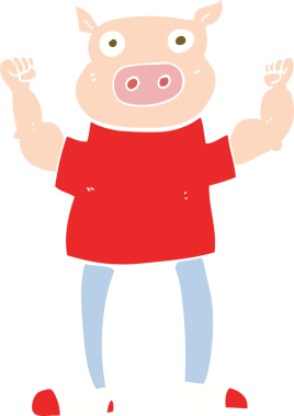 Bir insan tarafından çizilmiş domuz adamın düz renk çizimi