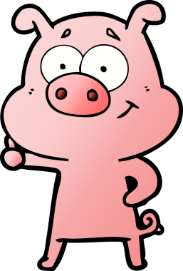 Bir insan tarafından çizilmiş mutlu çizgi film domuzu.