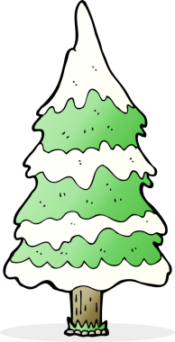 Bir insan tarafından çizilmiş karlı çizgi film ağacı.