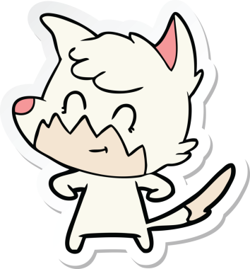 Bir insan tarafından çizilmiş bir çizgi film tilkisinin çıkartması.