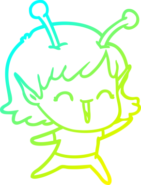 Soğuk gradyan çizgisi, bir insan tarafından çizilmiş gülen uzaylı bir kızın çizimi.