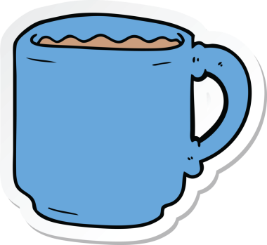 Bir insan tarafından çizilmiş bir kahve fincanının çıkartması.