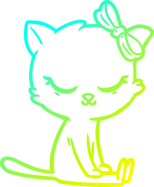 Bir insan tarafından çizilmiş bir çizgi film kedisinin soğuk gradyan çizimi