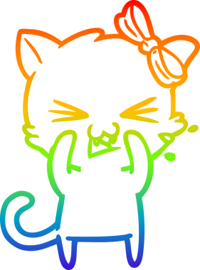 gökkuşağı gradyanı çizimi bir insan tarafından çizilmiş çizgi film kedisi