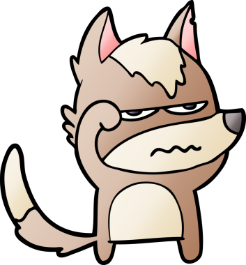 Bir insan tarafından çizilmiş rahatsız kurt çizgi filmi.