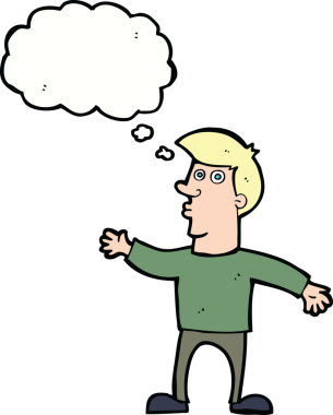 Bir insan tarafından çizilmiş düşünce balonlu endişeli bir adam.