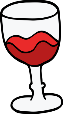 Bir insan tarafından çizilmiş kırmızı şarap karalama bardağı.