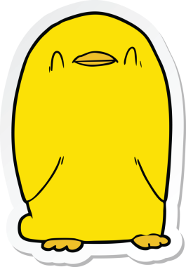 Bir insan tarafından çizilmiş çizgi film kuşunun çıkartması.