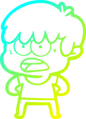 Bir insan tarafından çizilmiş endişeli çizgi film çocuğunun soğuk gradyan çizgisi.